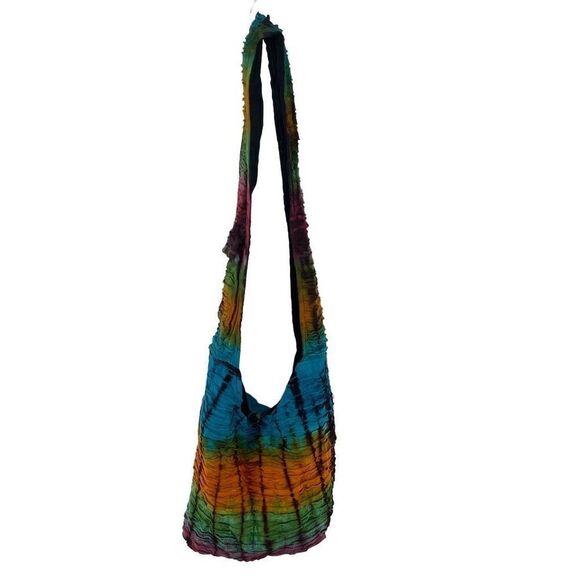 Rising International Women's Sling Shoulder Bag Tie Dye Boho Rainbow Ruffled - Picture 4 of 14